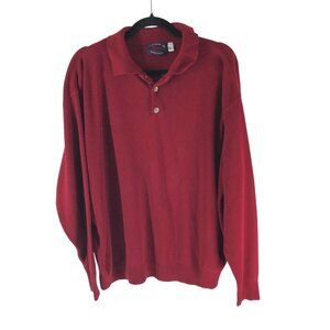 Milford Vintage Sweater Mens Red Long Sleeve Acrylic Polo Collar XL